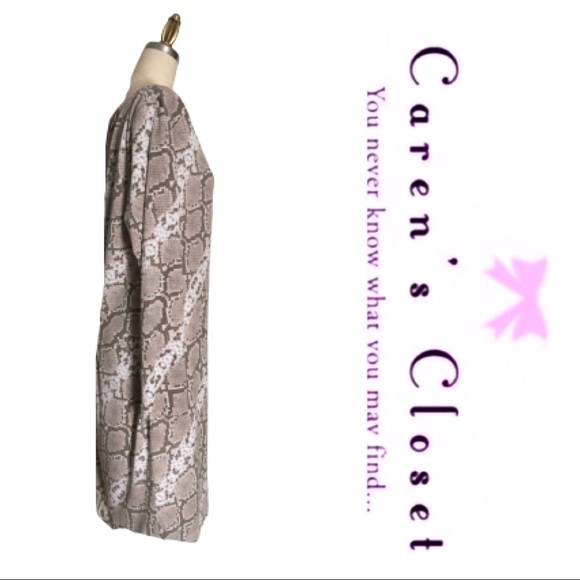 Vince Camuto Taupe, Gray & White Python Dress - Picture 7 of 9